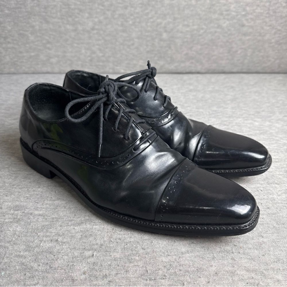 Stacy Adams Mens‎ Oxford Lace Shoe Black Leather Size 10 M Tie Up 20135-001